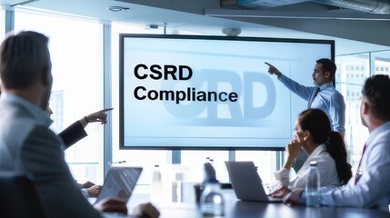 CSRD Compliance Presentation In Office Boardroom