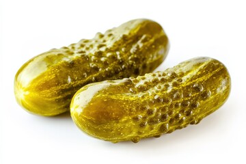 Pickles Isolated. Green Pickles with Russian Flavors on White Background