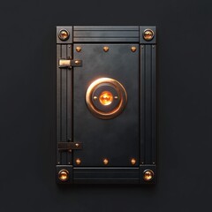 3D Security Door Icon: Controlled Access Point Illustration Logo