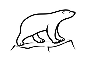 Polar bear on ice floe icon on white background.