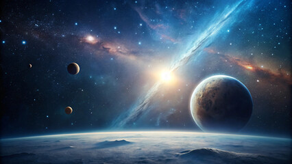 Obraz premium Serenity of the cosmos, a vibrant blue in the vastness of space