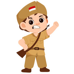 Boy Indonesian Soldier Illustration