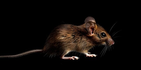 There is a small mouse that is standing on a white surface