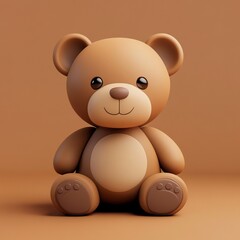 Fototapeta premium 3D Teddy Bear Icon: Classic Soft Toy for Comfort Illustration Logo