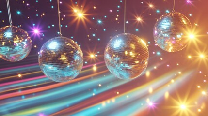 Obraz premium Metallic Silver and Gold Accents in Bold Disco-Inspired Design