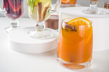 Various autumn winter alcohol cocktails