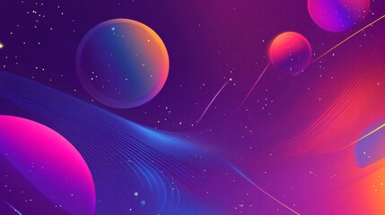 Sleek 60s Space Aesthetic Marketing Banner with Metallic Accents and Copy Space