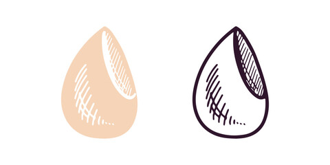 Doodle flat style sponge, beauty cosmetic element, self care. Illustration for beauty salon, cosmetic store, makeup design. Doodle sketch style.