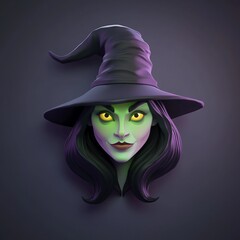 3D Wicked Witch Icon: Classic Villain Character Illustration Logo