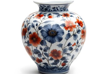 a close up of a floral painted vase
