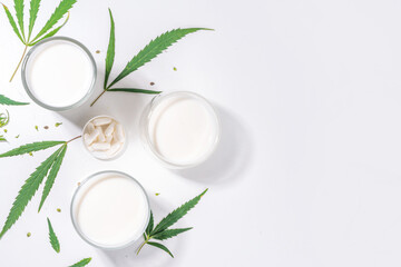 Cannabis hemp milk glasses