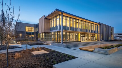 Obraz premium A modern building designed with ramps, wide doorways, and accessible features, ensuring inclusivity for all