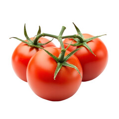 Red tomatoes on white and transparent background Fresh vegetables Healthy food concept. PNG cutout.