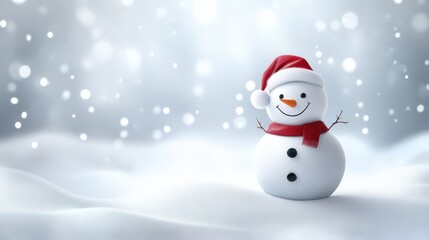 Fototapeta premium Snowman Graphic. Festive Christmas Illustration on White Snowy Background