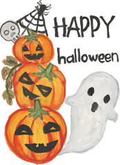 Happy halloween watercolour hand drawn illustration vector clipart
