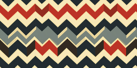 Bold Chevron Seamless Pattern with Stripes in Contrasting Colors