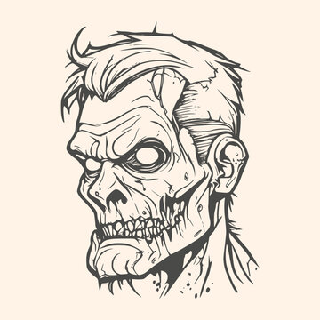 recommend clip art: Cartoon zombie monster portrait. Spooky and scary character face