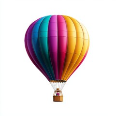 Naklejka premium Colorful hot air balloon, detailed fabric, isolated on white background, 3D illustration