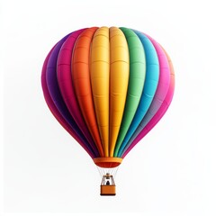 Fototapeta premium Colorful hot air balloon, detailed fabric, isolated on white background, 3D illustration