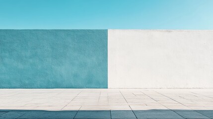 Fototapeta premium Minimalist Space with Blue and White Walls