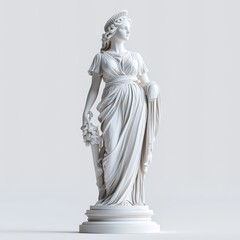 Polished marble statue, isolated on white background, 3D illustration