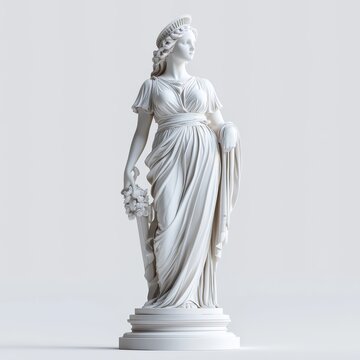Polished marble statue, isolated on white background, 3D illustration