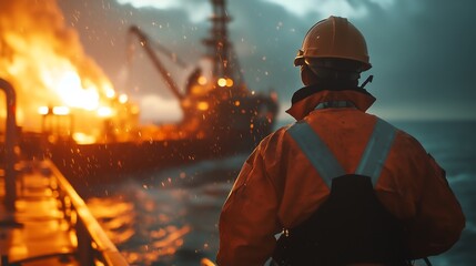 Naklejka premium Prioritizing Safety: Emergency Protocols and Training in Offshore Work