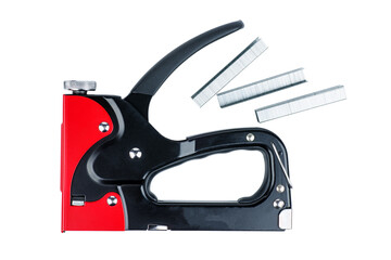 Staple gun and staples wire sisolated on white background
