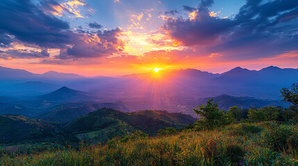 Obraz premium Stunning HD Sunset Landscape Background – Perfect for Desktop and Nature Wallpapers