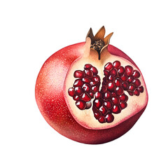 pomegranates fruit PNG cutout isolated on white and transparent background.