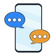 Smartphone with speech bubble. Chatting on mobile phone. Message notification
