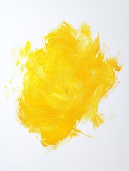 A yellow brush stroke on a white background