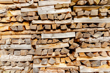 Woodpile in the mountains in South Tyrol