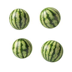 Whole Ripe Watermelon Isolated on White transparent Background. PNG cutout. 