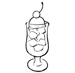 筆タッチのメロンクリームソーダのイラスト
