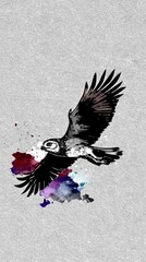 Watercolor Owl in Flight