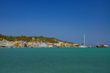 sea, ships and waterfront in Zante on the island of Zakynthos