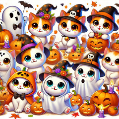  Adorable Kittens Dressed in Halloween Ghost and Witch Costumes