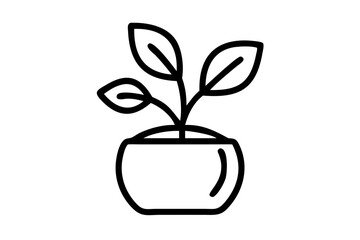 Tranquil Minimalist Potted Plant with Gentle Leaf Curves
