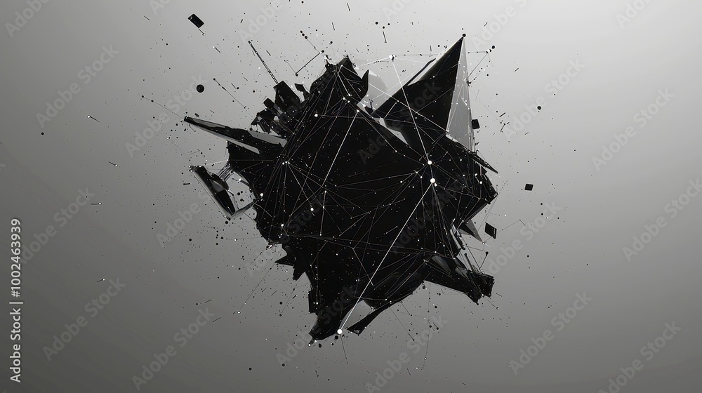 Poster abstract geometric plexus animation, a captivating loop showcasing interconnected lines and dots, sy