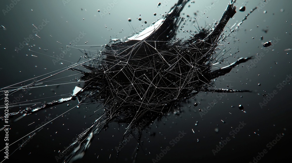 Poster abstract geometric plexus animation, dynamic lines and dots forming interconnected shapes, represent