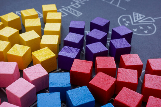 Colorful cubes symbolizing segments and target groups. Market segmentation and audience targeting.