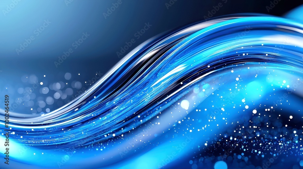 Poster black blue abstract backdrop, featuring dynamic moving lights, creating a mesmerizing loopable visua