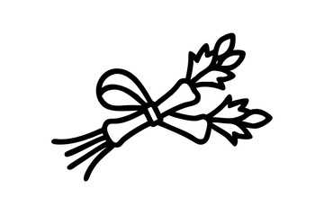 Handpicked Small Bundle of Herb with Delicate Vector Illustration
