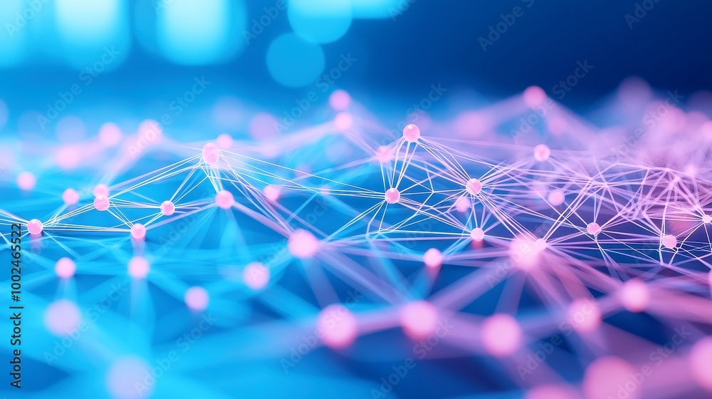 Poster network connectivity concept, a digital backdrop showcasing interconnected polygons representing the