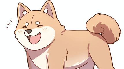 Cute Shiba Inu Dog Cartoon Illustration - Adorable Pet Animal
