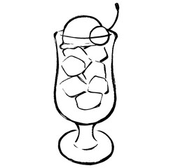 筆タッチのメロンクリームソーダのイラスト