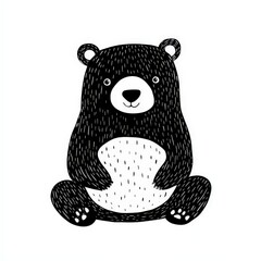 Fototapeta premium A black and white bear is sitting on a white background