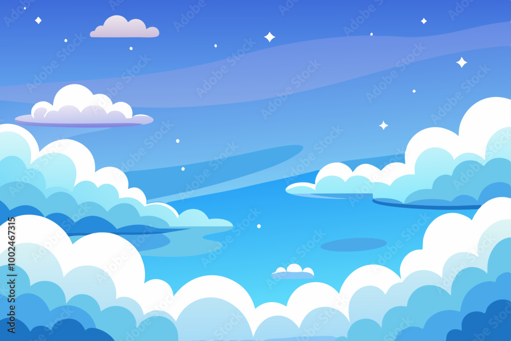 Wall mural Anime style sky with clouds