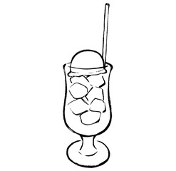 筆タッチのメロンクリームソーダのイラスト